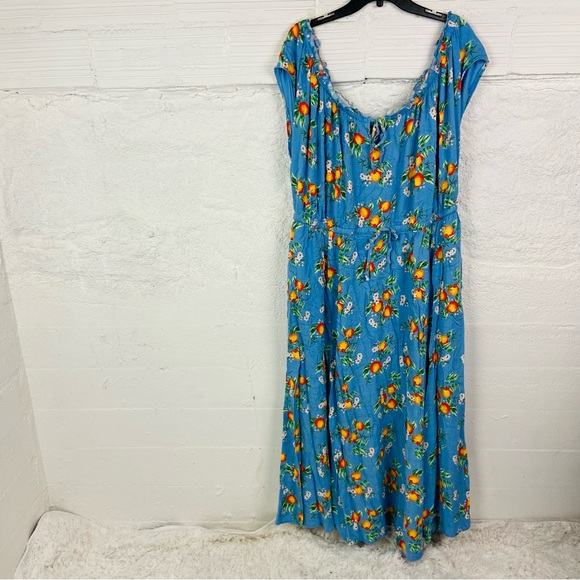 Torrid blue pocket orange print Floral Maxi Dress size 3X - Picture 4 of 17